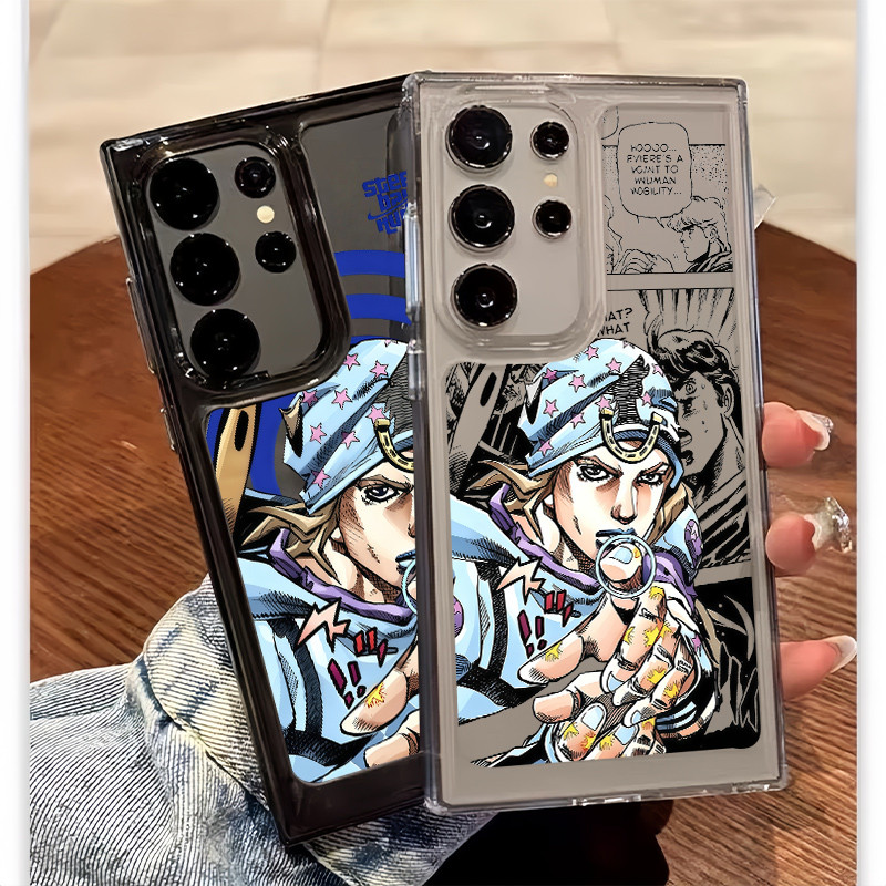 Para Samsung S26 S25 Ultra S24 S25FE A56 S24FE S23 " Jo " Giorno Johnny Joestar " Capa Rígida Transparente S22 A17 A16 A