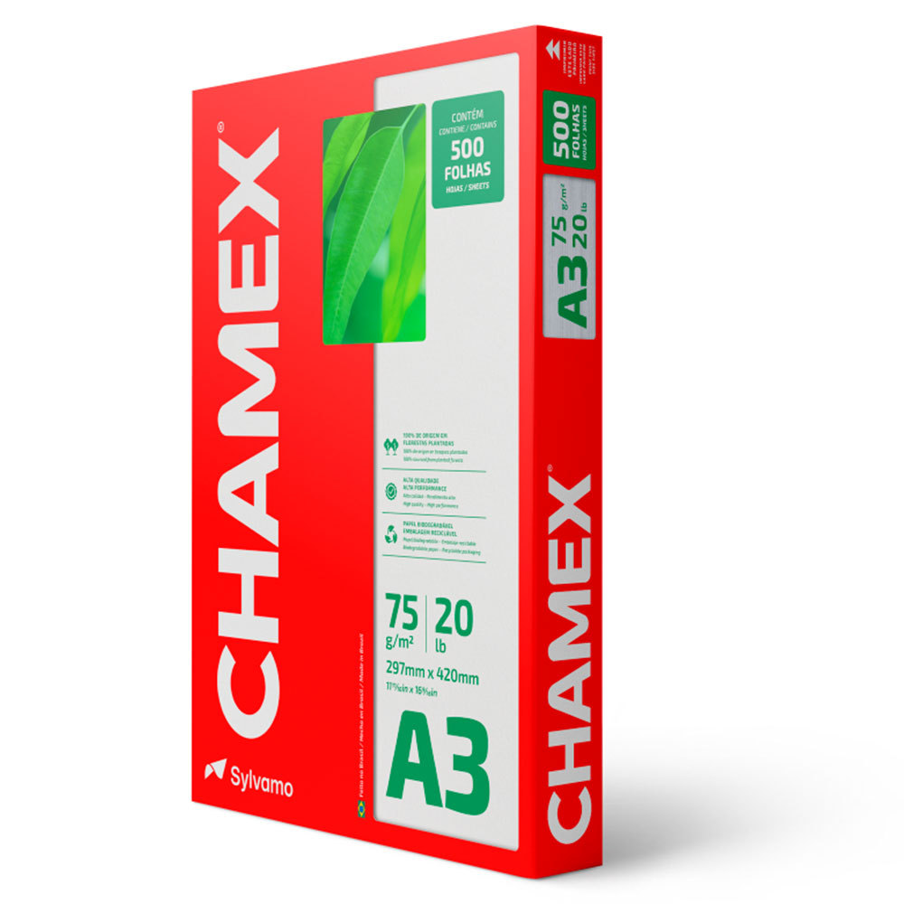 Papel sulfite A3 75g 297x420 com 500 folhas Chamex