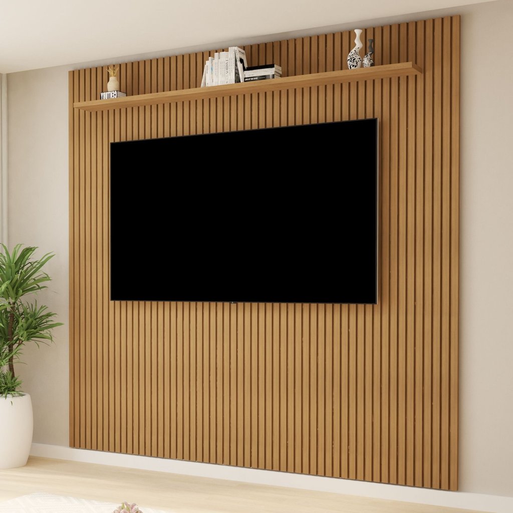 Painel para TV até 75 Polegadas MDF 224CMX218CM Frisado Curitiba Marrom