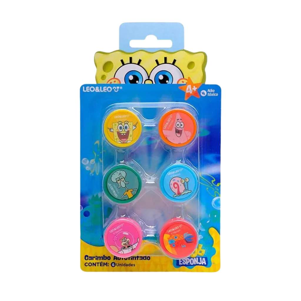 Carimbo Autotintado Bob Esponja Decorado Blister 6 Un - Leonora 10814