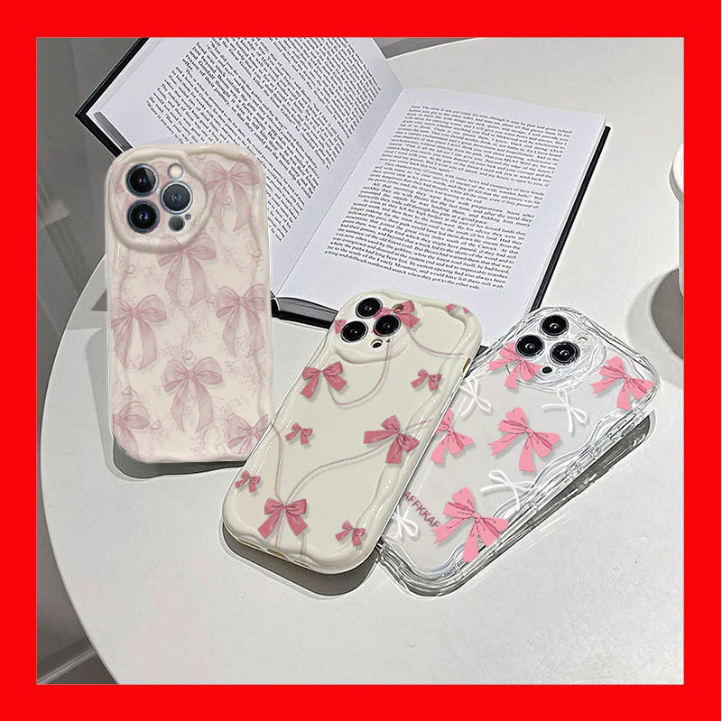 Bonito Rosa Coração Arco Caso Capa Para Samsung Galaxy A15 A14 A55 A05 A05S A03S A02S A32 A12 A23 Macio Silicone Onda La