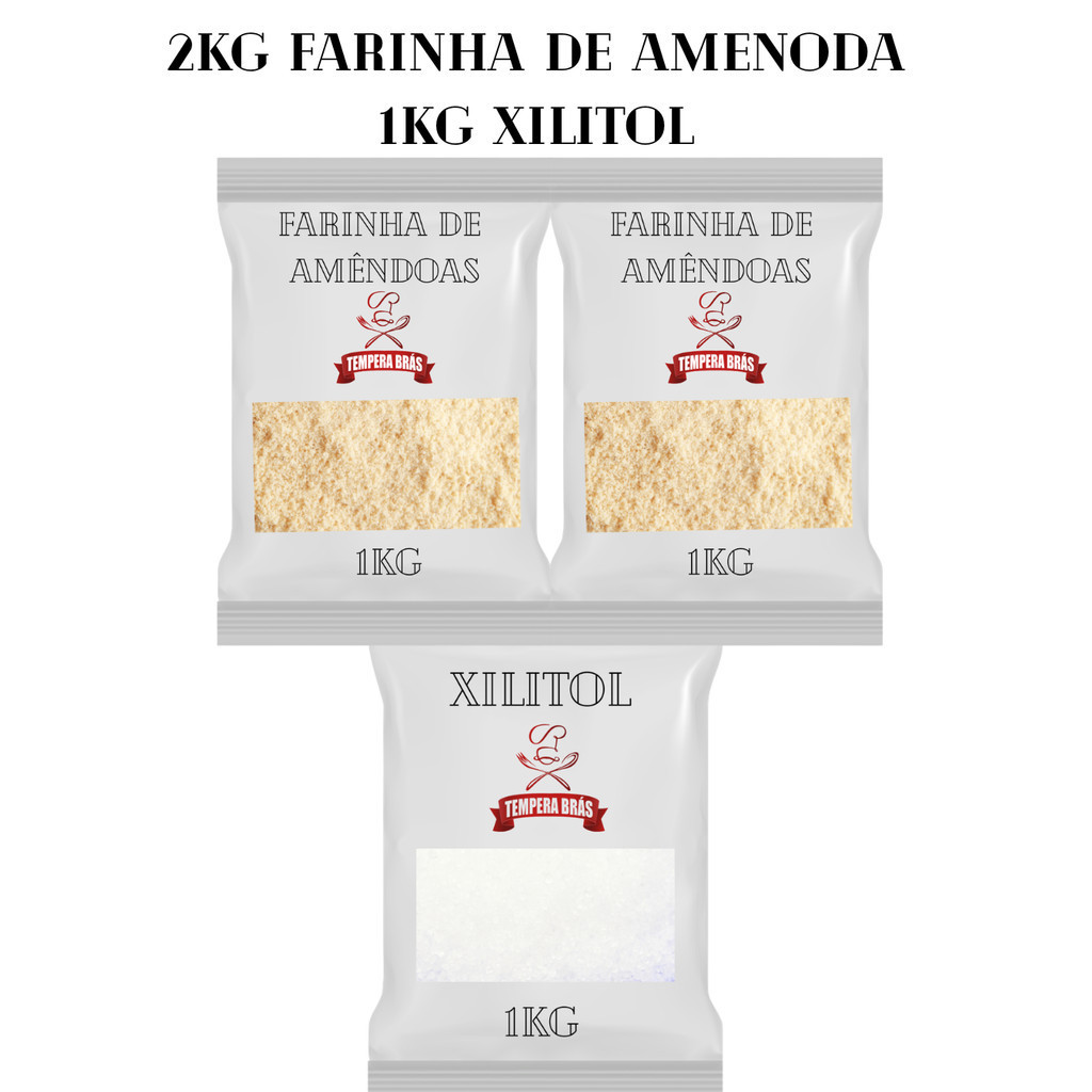 2kg de Farinha de Amêndoa 1kg de Xilitol Linha Premium Tempera Brás