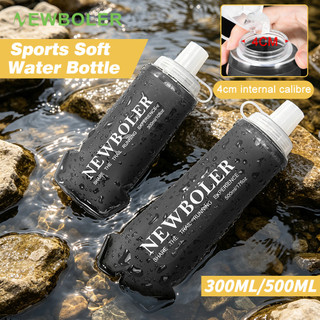 NEWBOLER 300ml 500ml Garrafa Macia Boca Larga De Água TPU BPA-Livre Silicone Dobrável Leve Fácil De Preencher
