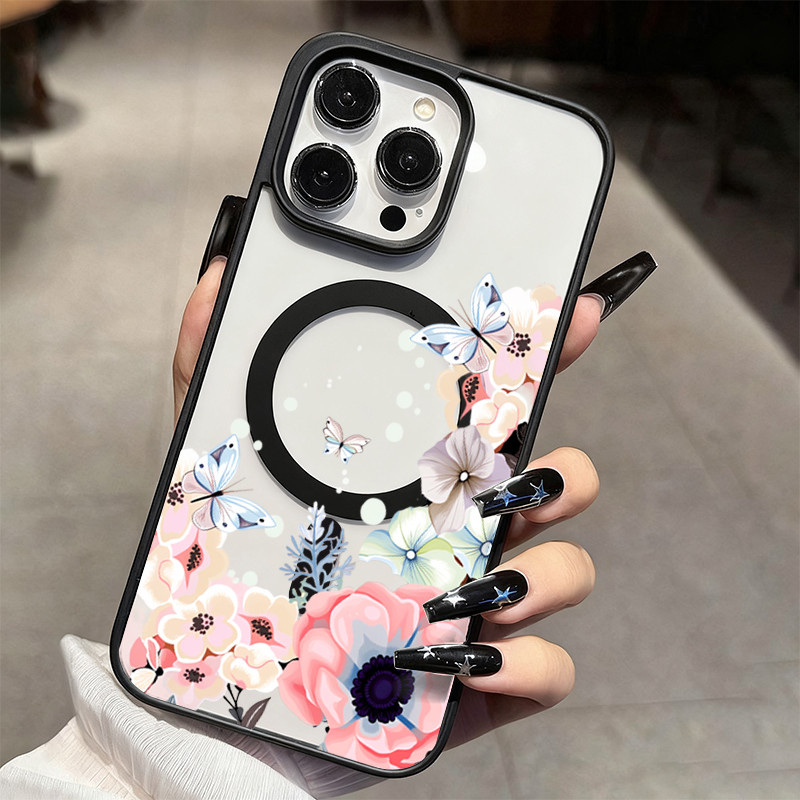 Fresco Floral Borboleta Claro Caso De Telefone Para Samsung Galaxy A06 A16 A26 A36 A54 A55 A56 A57 A35 A07 A17 A37 Capa