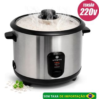 Panela de Arroz Elétrica Aço Inox Antiaderente 6 Xícaras UNITERMI 220V Prática Compacta
