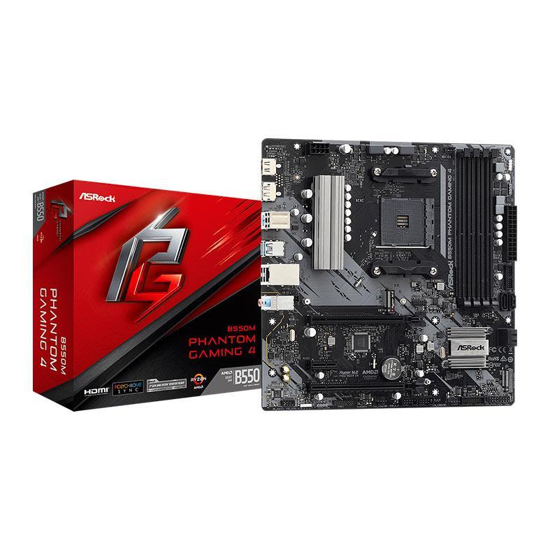 Placa Mae AsRock B550M Phantom Gaming 4, DDR4, Socket AM4, M-ATX, Chipset AMD B550, B550M-PHANTOM-GAMING-4 (Pichau Oficial)