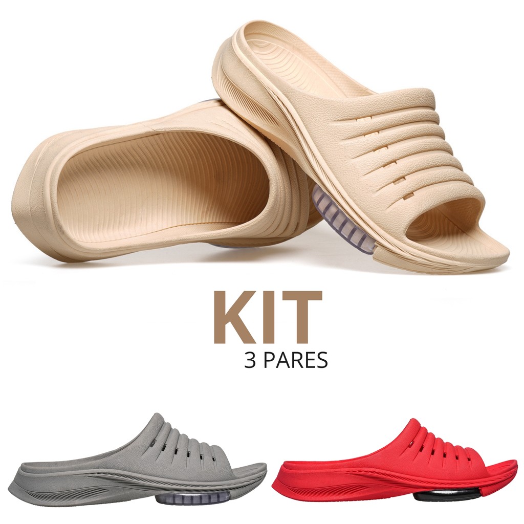 Kt Chinelo Slide Feminino Masculino Flexível Confortável