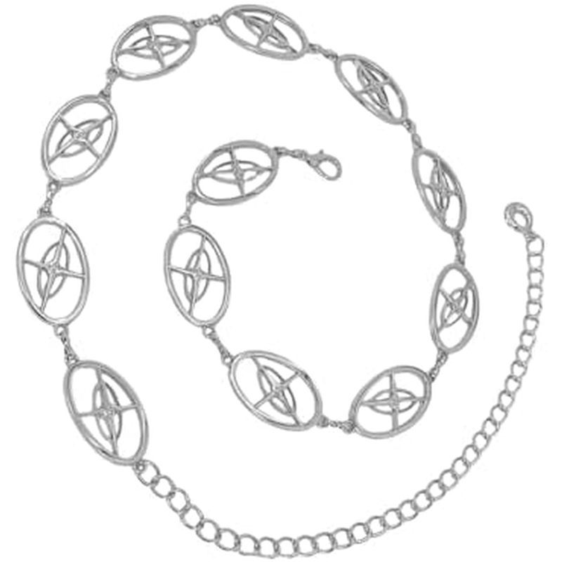 Cinto De Corrente De Metal Oval Vintage Feminino Comprimento Ajustável Exclusivo Para Ocasiões Especiais Ligh Tweight Mo