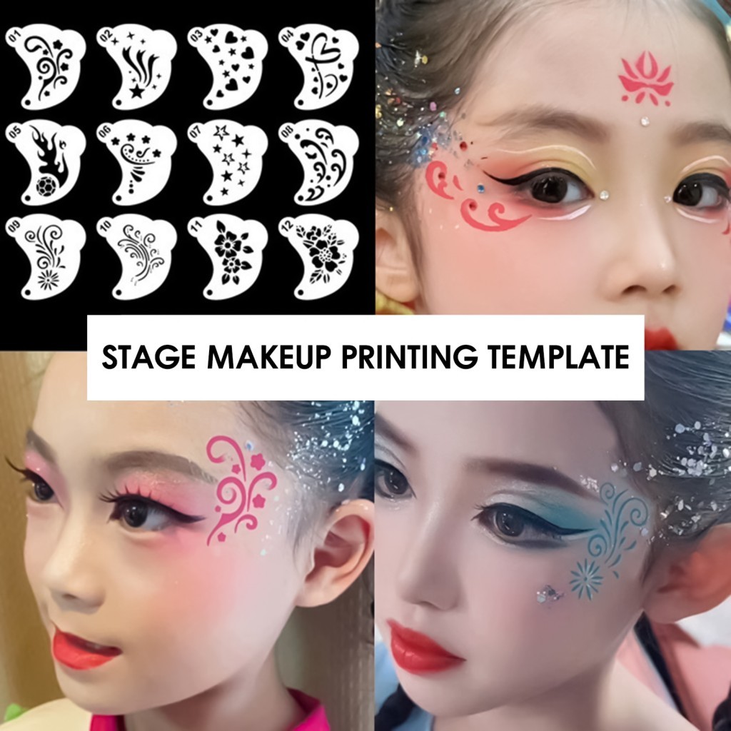12 Unidades De Estênceis De Pintura Facial DIY Modelos De Arte Corporal Para Crianças E Adultos Festa De Halloween