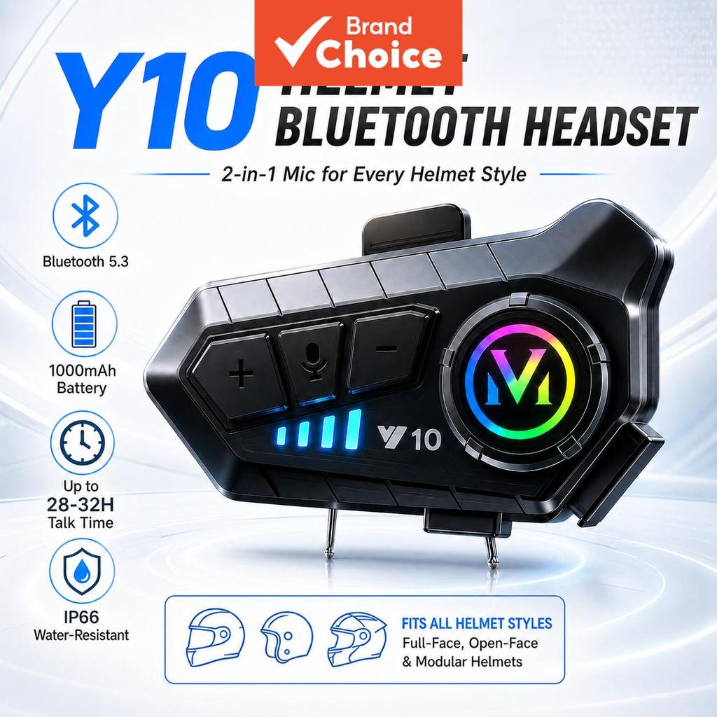 Y10 BLUETOOTH Capacete Fone De Ouvido À Prova D'água Sem Fio Intercom Música Bt5.3 1000mah Tipo-c