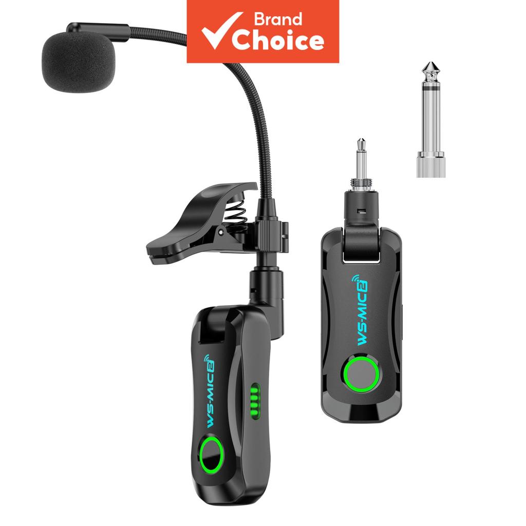 WS MICB Mini Instrumento Microfone Conjunto 50M Transmissão Gooseneck Clipe 6.35 Receptor Para De Vento Gravação Desempe