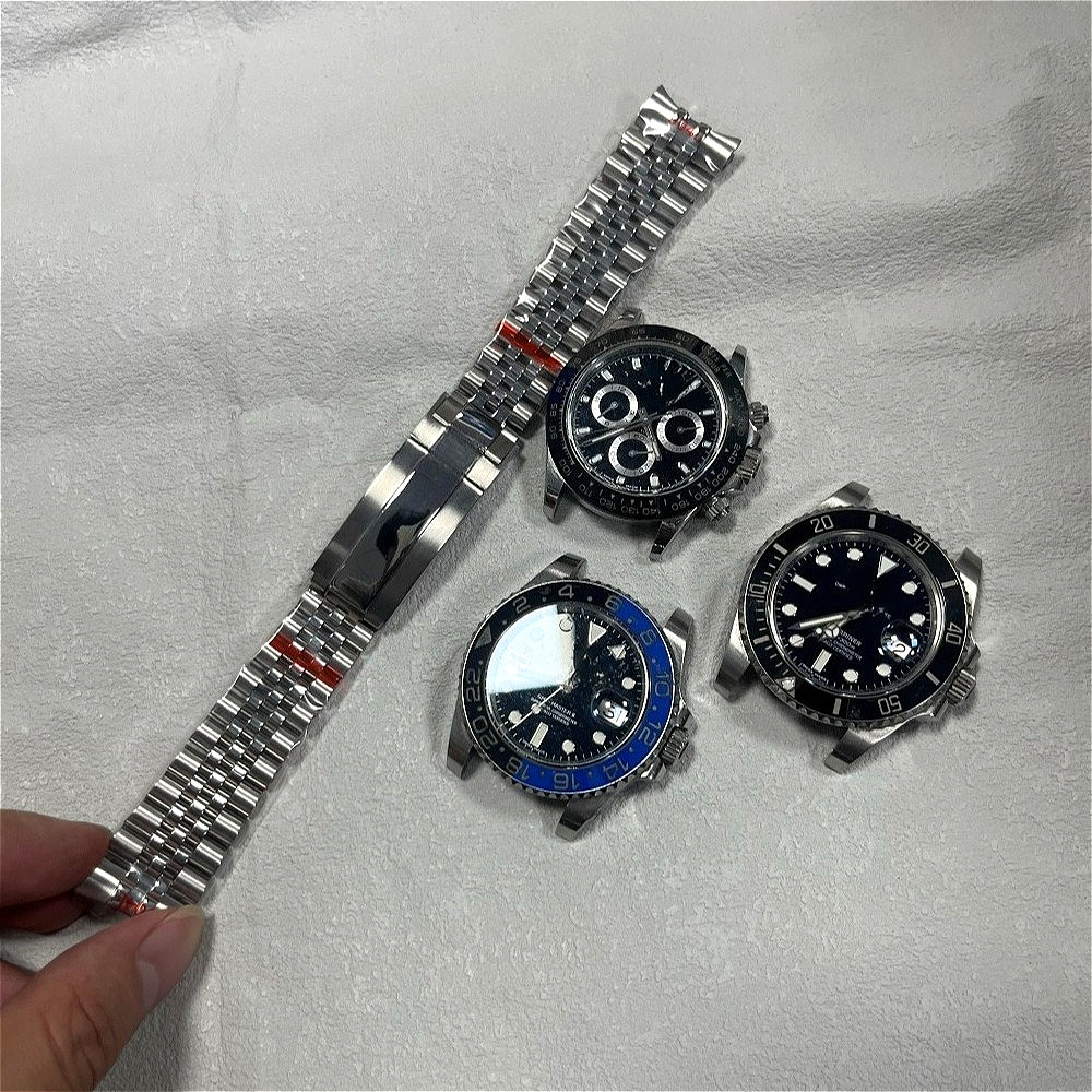 Para 20mm Rolex GMT Master daytona Prata Glide Lock Fecho Relógio De Pulso Pulseira Jubileu Com Ostra