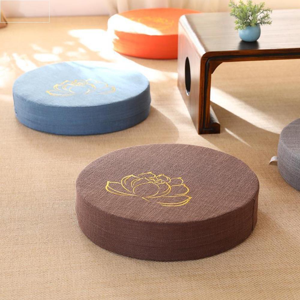 Imagem Almofada De Meditação Para Ioga , Tapete Tatami De Lótus Bordado Estilo Japonês , Assento Redonda Removível E Espessada