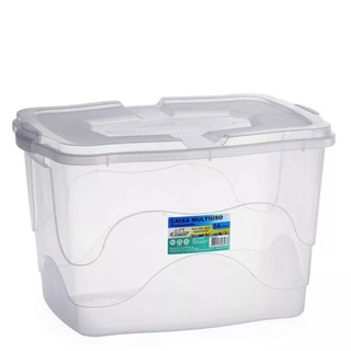 Kit 3 Caixa Organizadora 34 Litros Transparente Organizador Cesto Multiuso Resistente Com…
