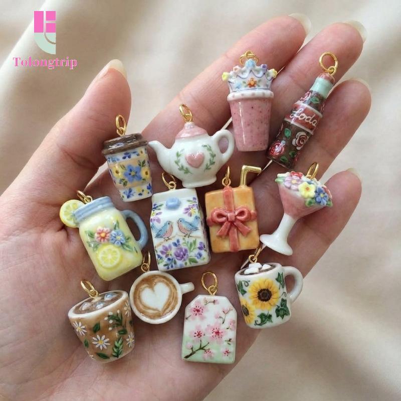Tolongtrip > Portátil Mini Xícara De Café De Cobre Encantos Comida Bebida Pingente Para DIY Colar Pulseira Jóias Fazendo