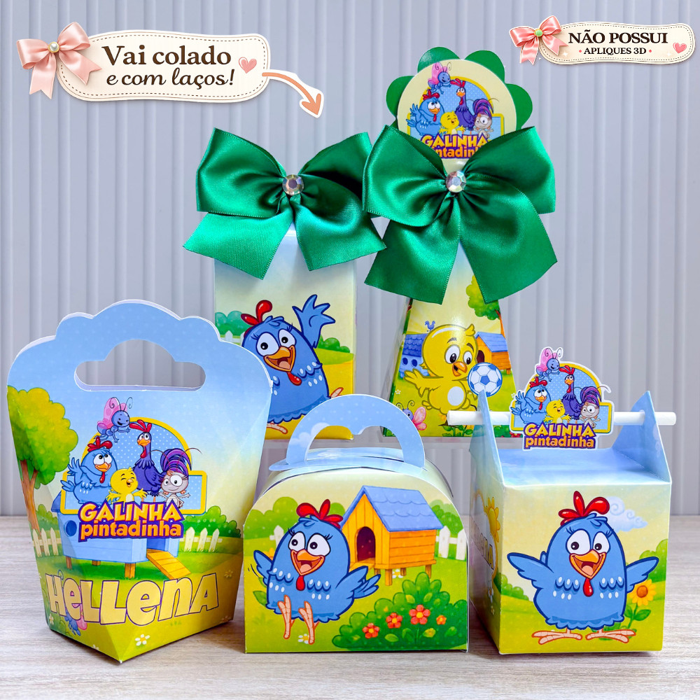 Kit Caixas de Festa Personalizada Galinha Pintadinha| Aniversário Galinha Pintadinha| Lembrancinha Sem apliques
