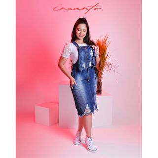 SALOPETE VECCHI MODA EVANGELICA EXCLUSIVA (2212) SALOPETE JEANS 60CM