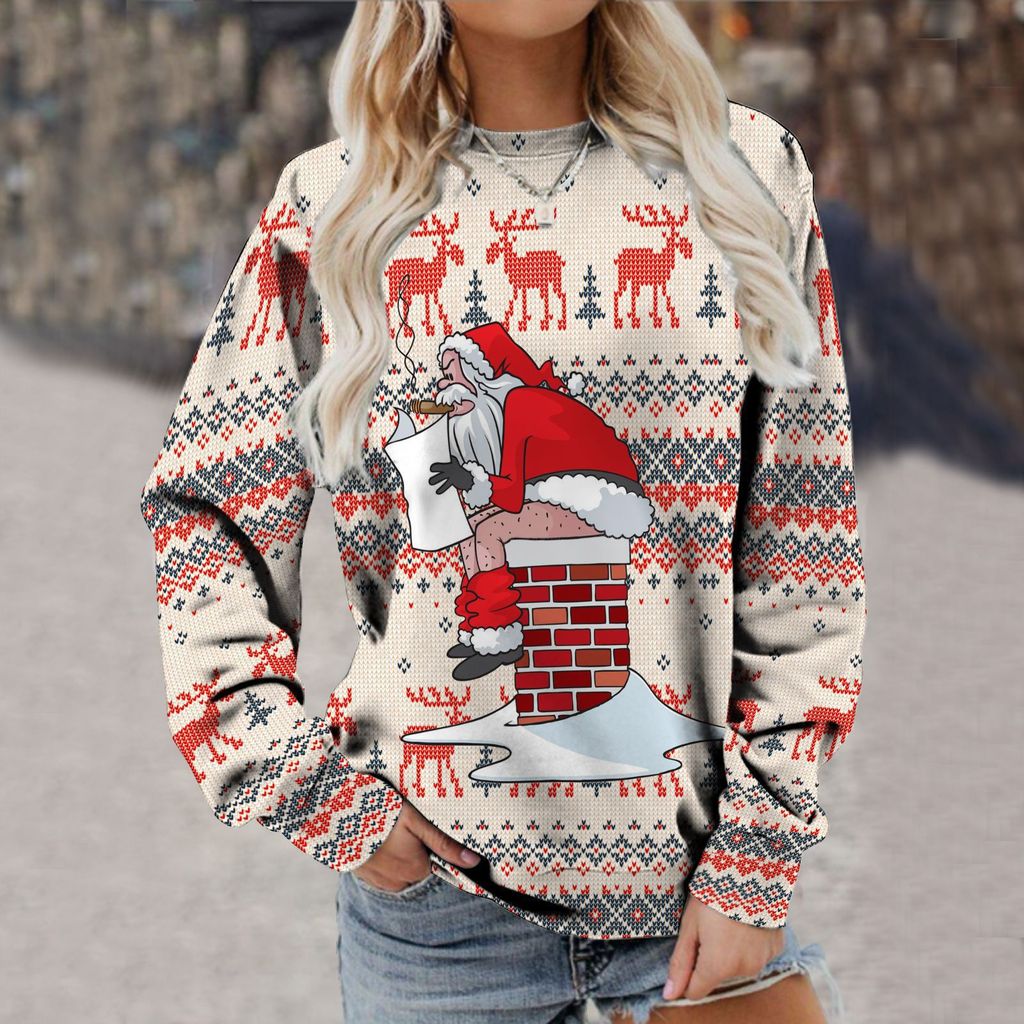Outono inverno novos produtos masculino diário em torno do pescoço moletom criativo Casual 3D Digital natal impresso de 