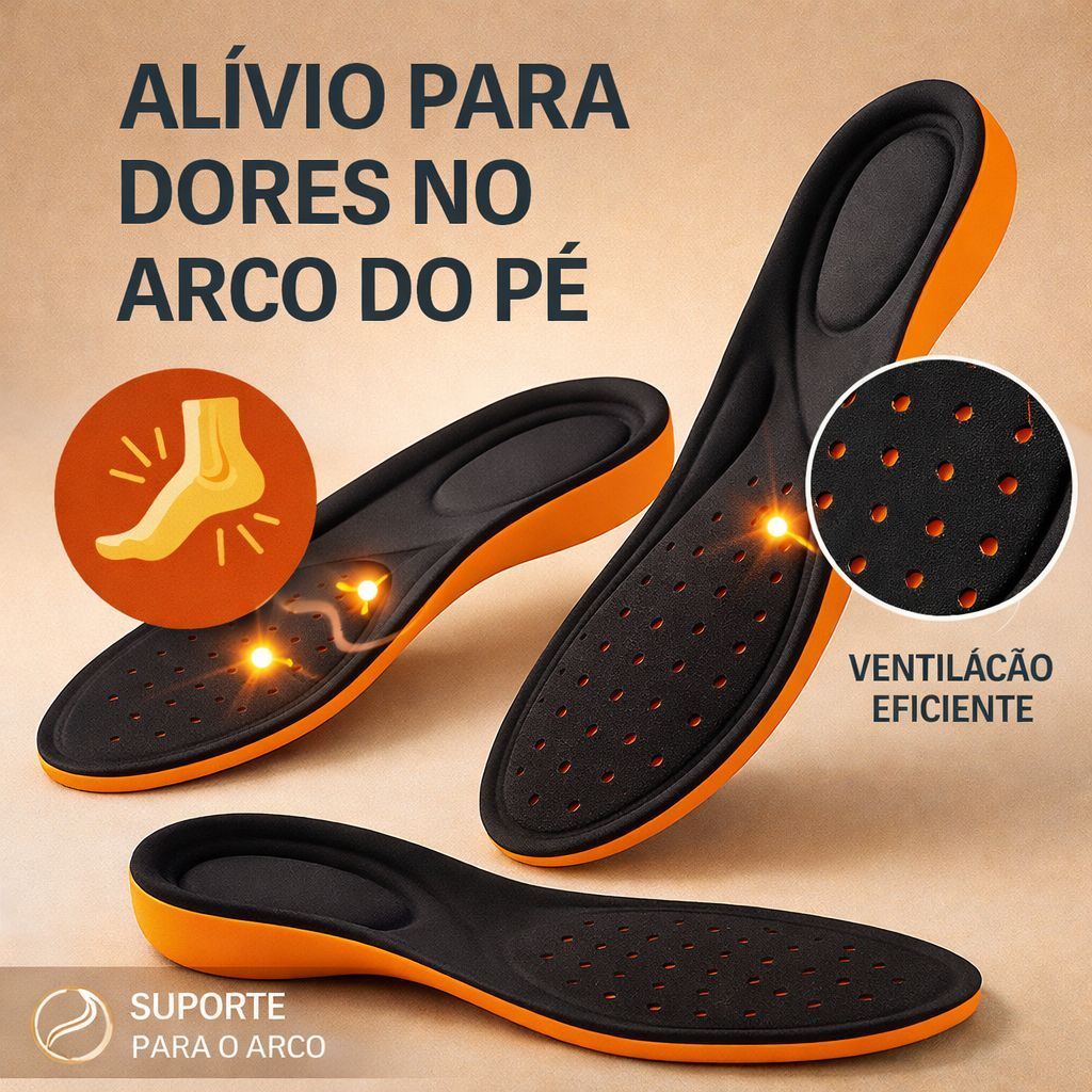Palmilha Gel Ortopédica Alivia Dores Nos Pés Anatômica Para Várias Horas de Trabalho Confortavel