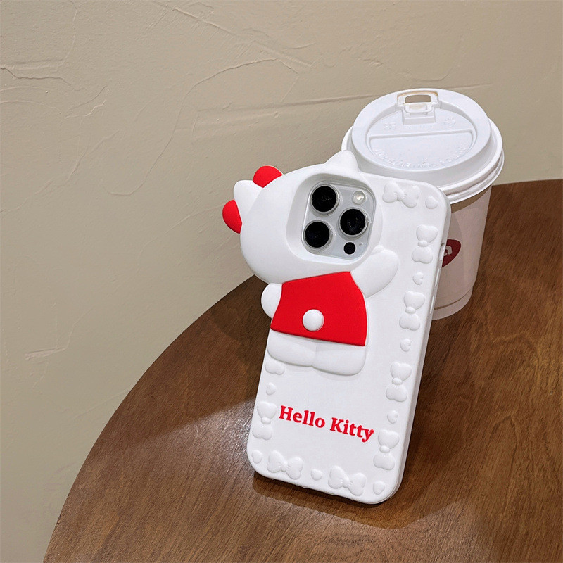Kt kt16 sonda de mão 13 adequada para gato 12iphone14 choque Apple Cartoon case 15promax capa tridimensional