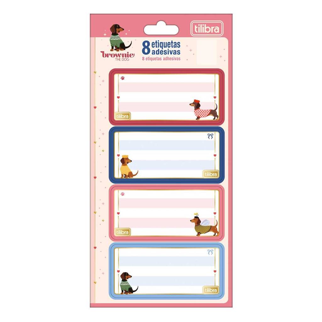 Etiqueta escolar Brownie The Dog com 8 unidades Tilibra
