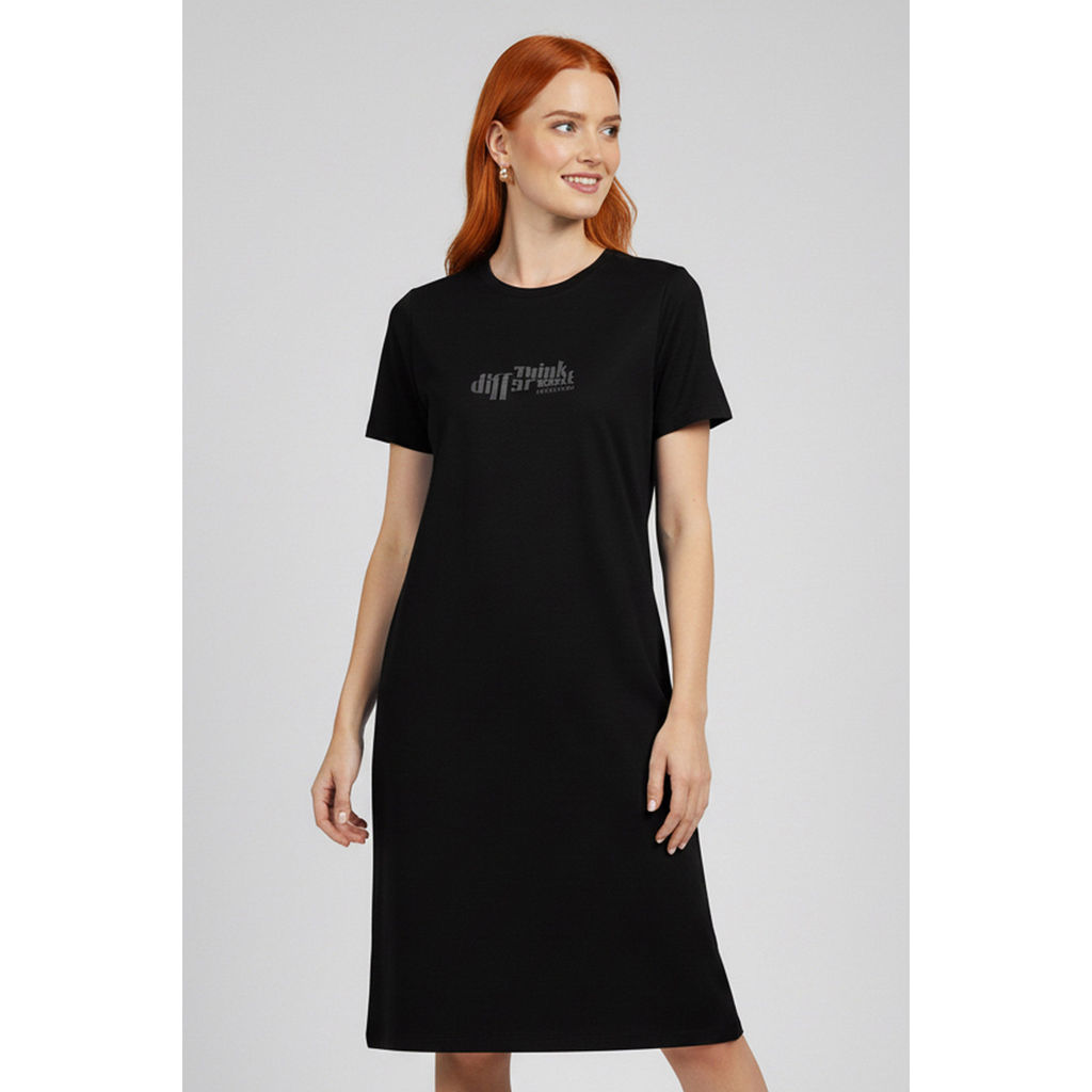 Vestido Midi Reto Feminino Marialícia Preto