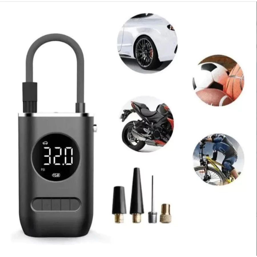 Bomba de Ar Digital Mini Calibrador Compressor de Pneus Carro Moto Bike Com Lanterna Led…