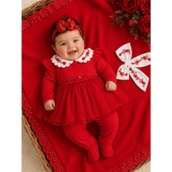 Kit Saída de Maternidade Bebê Menina 5 Peças Vestido Macacão Manta Faixa e Calça