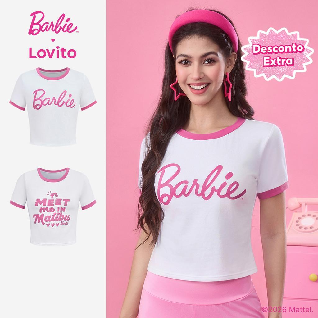Barbie™ X Lovito Camiseta Casual Justa Formal Casual De Algodão Primavera/verão