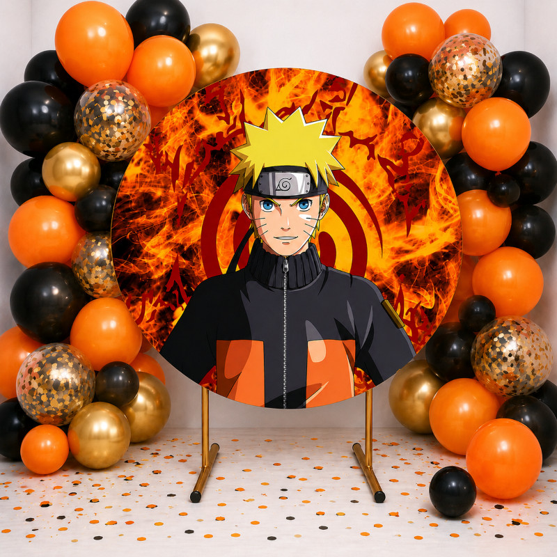 Painel Redondo veste fácil Naruto 1,50m ou 50cm em tecido sublimado