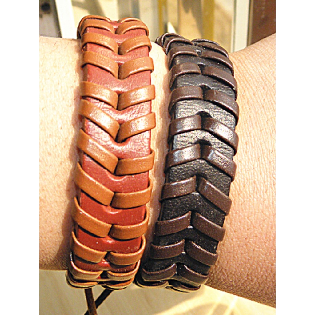 Pulseira Punk de couro genuíno estilo étnico feito à mão/couro masculino feminino pulseira de casal pulseira tecida à mã