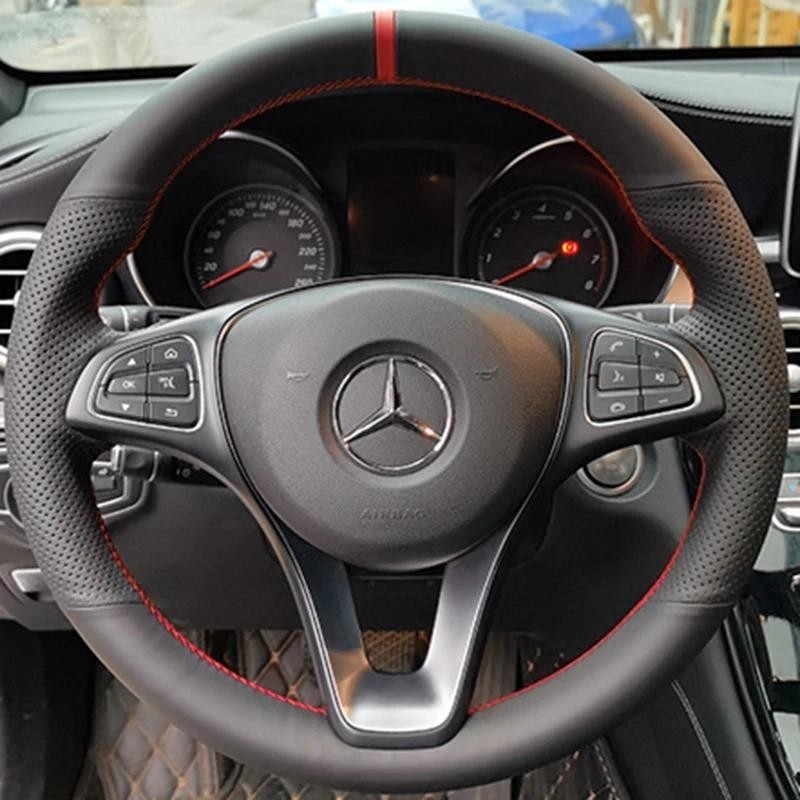 Capa De Volante Do Carro Para Mercedes Benz C200 C250 C300 B250 B260 A200 A250 Esporte CLA220 CLS400 E200d Preto Couro F