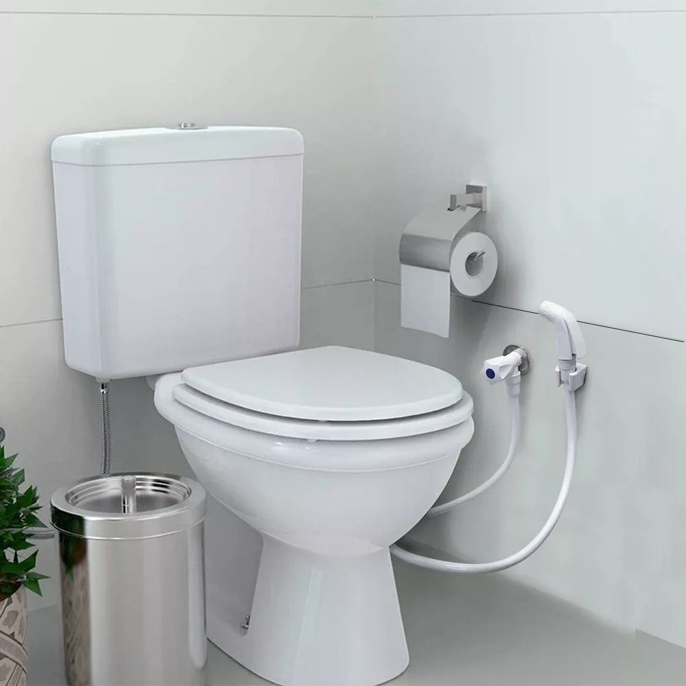 Ducha Higienerica Completa Banheiro Lavatorio ABS Branca 1/4 Volta Flexivel 1 Metro — imagem 2 de 2