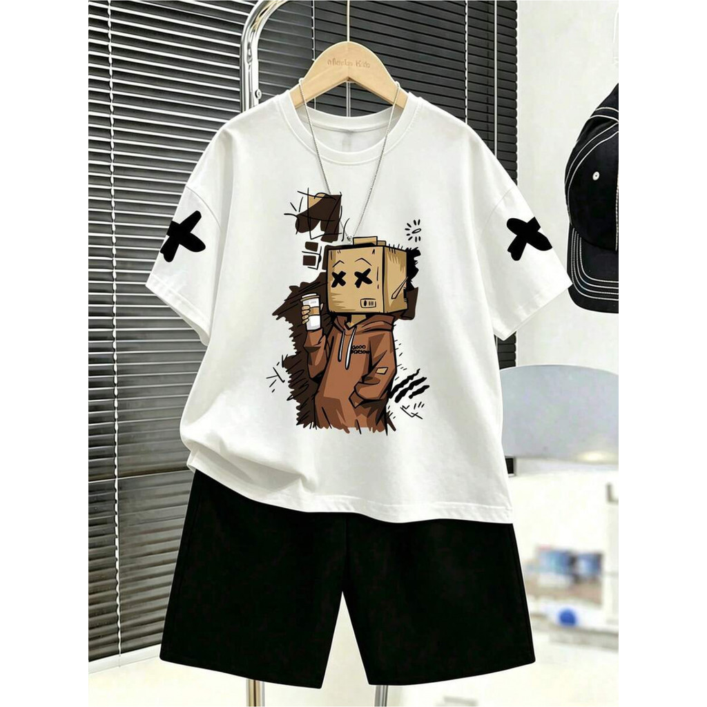 Conjunto Infantil Roblox Menino Camiseta Gamer Estampada + Bermuda Moletinho Roupa Infantil Verão