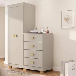 Cômoda Guarda-Roupa Cristal 2 Portas 4 Gavetas Fendi
