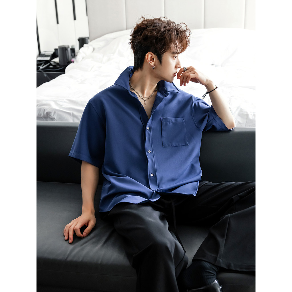 CHICERRO Sicilian Roupas Masculinas 2026 Novo Estilo Design Sense Fio de Aço Torcido Estilo Lapela Camisa Meninos Nicho