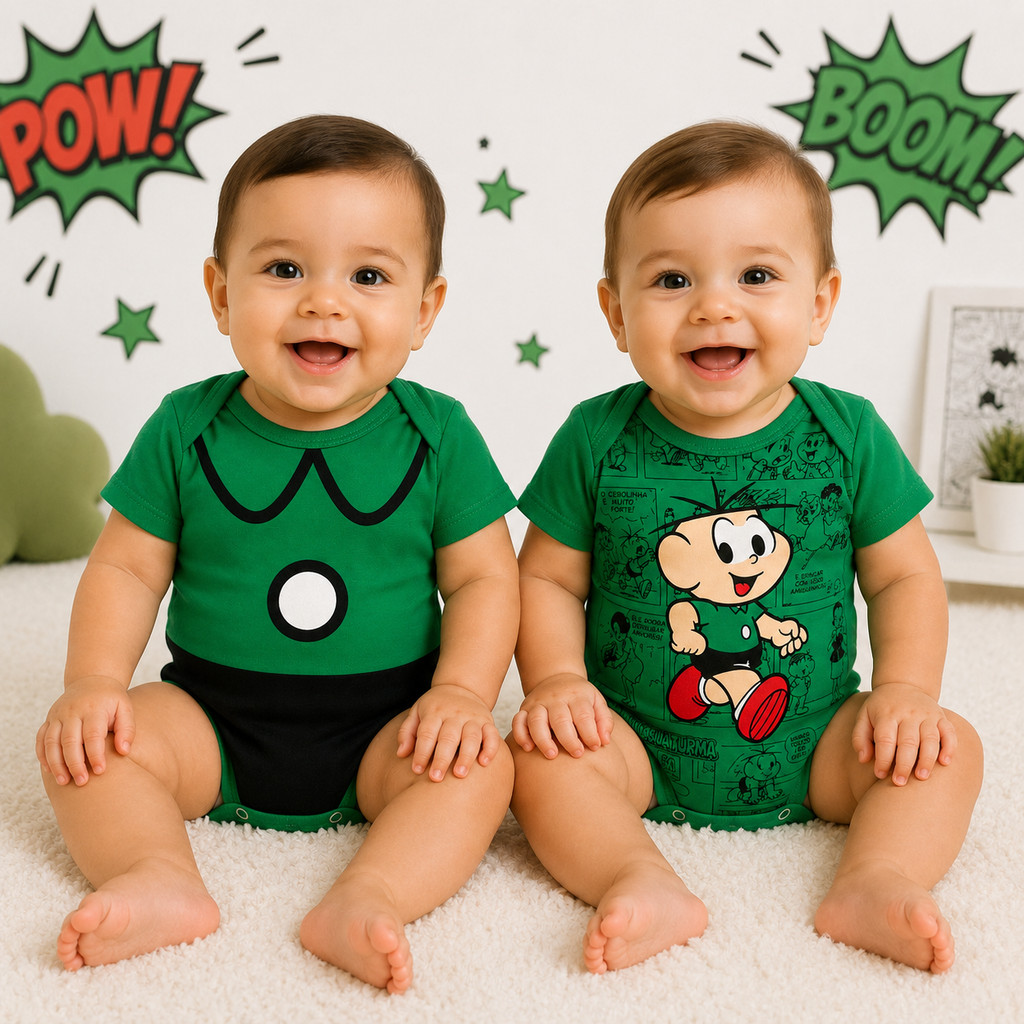 Body Bebê Infantil Cebolinha Mêsversário Temático Super Confortável Linha Premium Promoção Envio Rápido