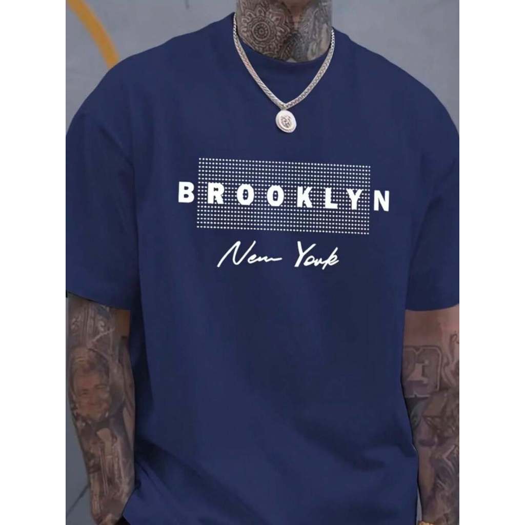 Camiseta Masculina Estampada BROOKLYN NEW YORK  Blusa 100% Algodão Camisa Premium Básica Camisa Estilosa Envio já