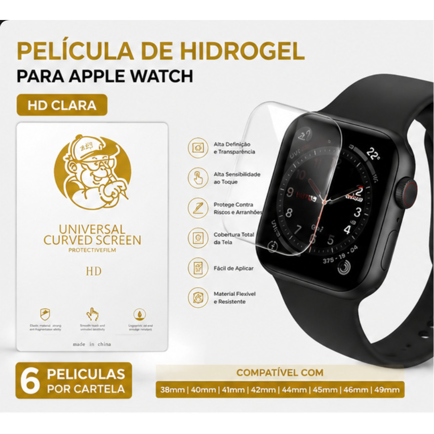 Película de Hidrogel HD para Apple Watch – Material para Máquina de Corte – 6 Unidades