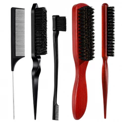 Kit 5 Peças Escova e Pente de Cabelo Conjunto Unissex para Pentear Desembaraçar e Modelar