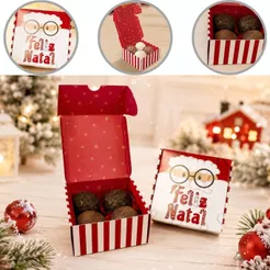 10 CAIXA P/ 4 DOCES DE NATAL 8X8X4 DIVERTIDO 6252 ( NATAL IDEIA 2026 )