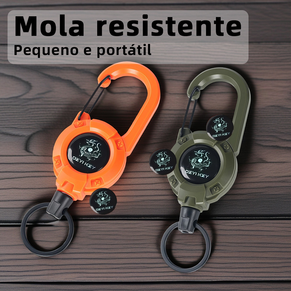 Mosquetão Retrátil Anti-Perda Resistente para Mochila Cinto e Uso Ao Ar Livre Gancho Chaveiro Portátil Fácil De Puxar