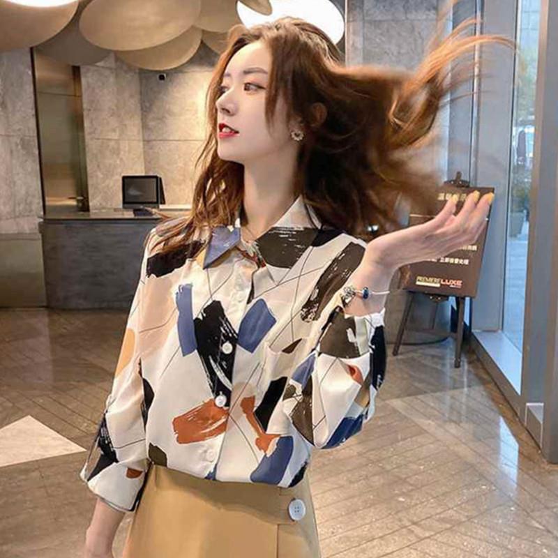 Flor cor moda novo estilo início da primavera topo senhoras 2026 primavera outono novo estilo moda padrão impresso elega