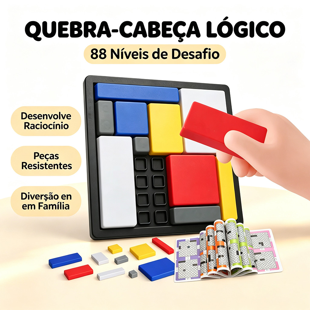 Quebra Cabeça Lógico de Blocos 88 Níveis Jogo Educativo Desenvolvimento Raciocínio Infantil Brinquedo Inteligente