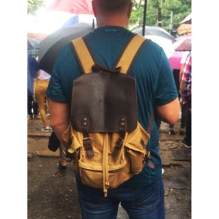 Bolsa de lona de cera de óleo à prova d'água bolsa masculina Street Wear montanhismo mochila Retro mochila escolar bolsa