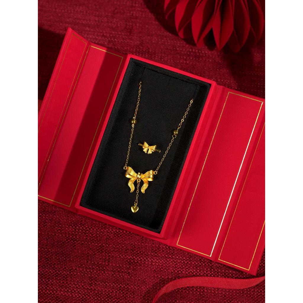 Seiko correndo princesa fita de ouro arco colar feminino pingente de ouro ouro borla clavícula corrente colar de casamen