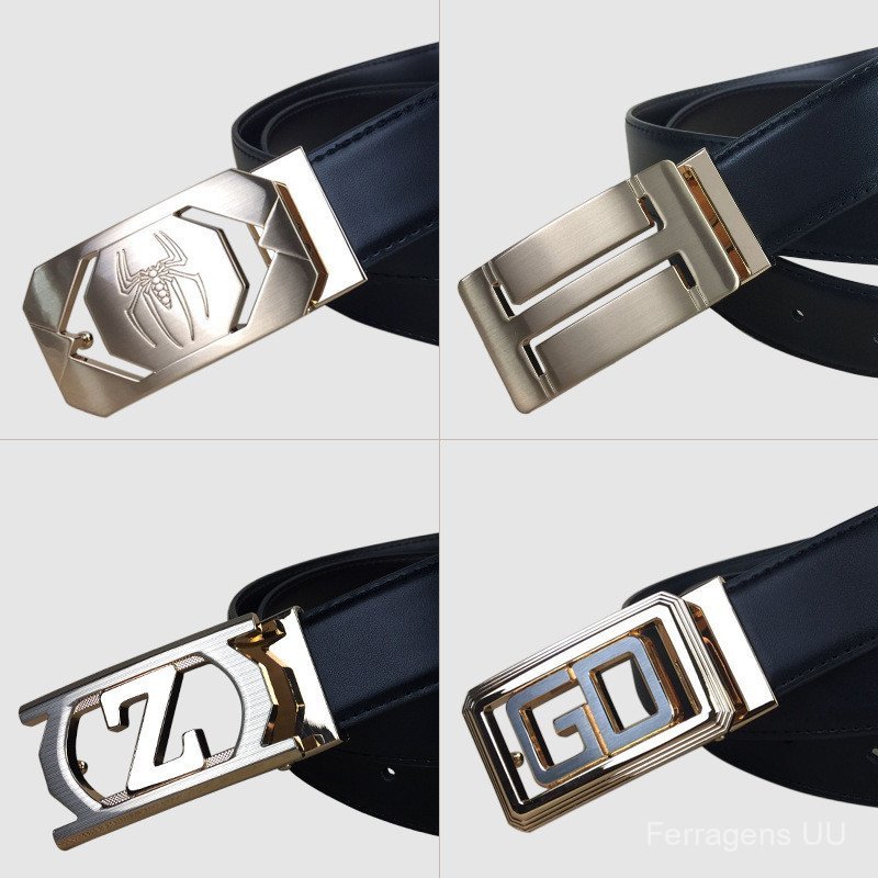 7BE3 Cinto Masculino de Couro Genuíno com Fivela Lisa, Casual e de Negócios, para Homens Jovens e de Meia-Idade, Cinto d