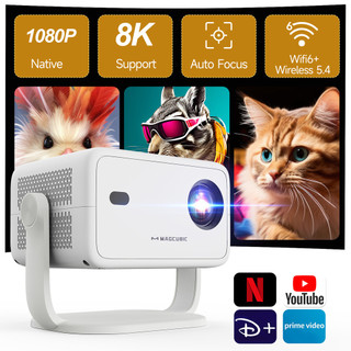 Projetor Magcubic L018 1080P Full HD Suporte 4K 700 ANSI Android 14 Foco Automático WiFi 6 Bluetooth 5.4