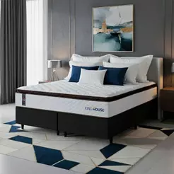 Conjunto Cama Box Espuma San Diego Branco Queen 158x198x67