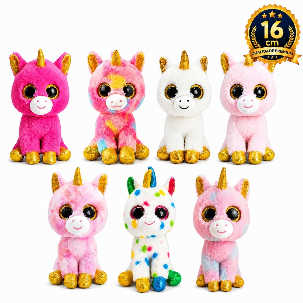 Pelúcia Unicórnio Boos Tynny Zoiudo Olhos Brilhantes Macios 16 Cm TYKK